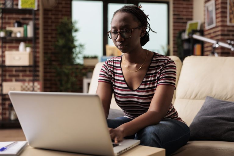 Woman searching for information about the safety of at home abortions