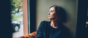 Someone thinking about how to tell her partner she had an abortion in the past